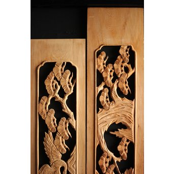 枠無 木彫欄間 5枚1組　R0008 