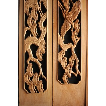 枠無 木彫欄間 5枚1組　R0008 