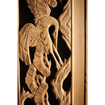 枠無 木彫欄間 5枚1組　R0008 