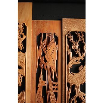 枠無 木彫欄間 5枚1組　R0008 