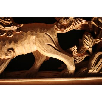 牡丹獅子 木彫欄間　R0009YD 