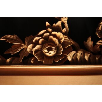 牡丹獅子 木彫欄間　R0009YD 