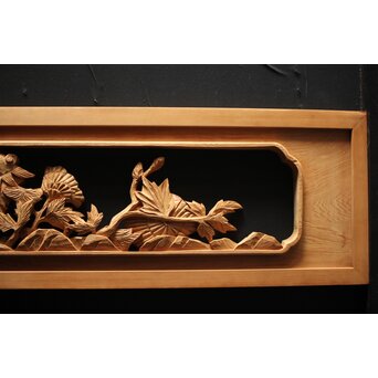 牡丹獅子 木彫欄間　R0009YD 