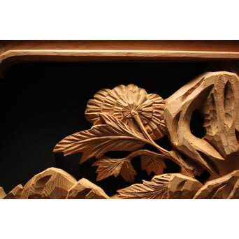 牡丹獅子 木彫欄間　R0009YD 