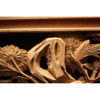 牡丹獅子 木彫欄間　R0009YD 