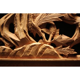 牡丹獅子 木彫欄間　R0009YD 