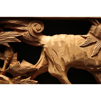 牡丹獅子 木彫欄間　R0009YD 