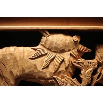 牡丹獅子 木彫欄間　R0009YD 