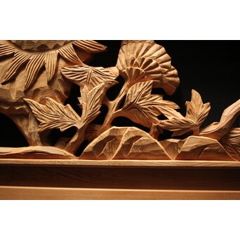 牡丹獅子 木彫欄間　R0009YD 