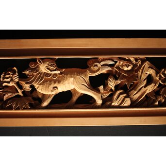 牡丹獅子 木彫欄間　R0009YD 