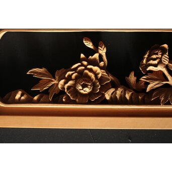 牡丹獅子 木彫欄間　R0009YD 