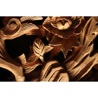 牡丹獅子 木彫欄間　R0009YD 