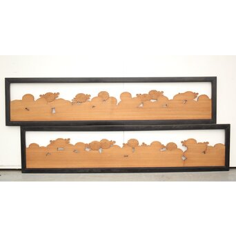 黒枠 菊彫欄間 2枚1組　R0010 B面　両面同じデザイン