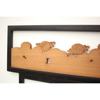 黒枠 菊彫欄間 2枚1組　R0010 