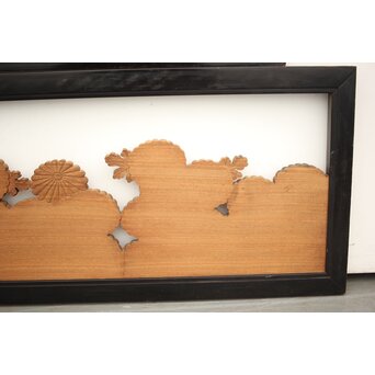 黒枠 菊彫欄間 2枚1組　R0010 