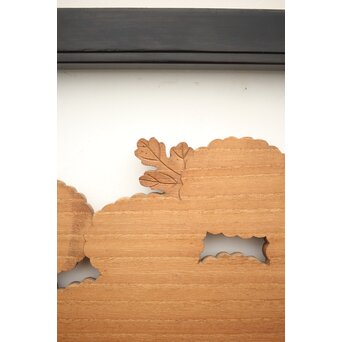 黒枠 菊彫欄間 2枚1組　R0010 