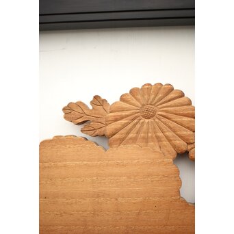 黒枠 菊彫欄間 2枚1組　R0010 