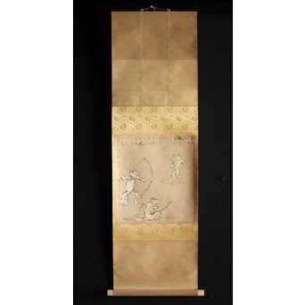 獣擬画 狐 紙本掛軸　Z220 