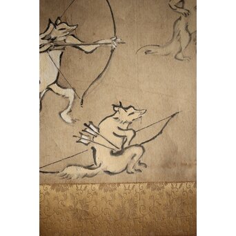 獣擬画 狐 紙本掛軸　Z220 
