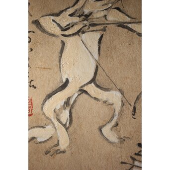 獣擬画 狐 紙本掛軸　Z220 