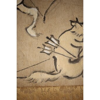 獣擬画 狐 紙本掛軸　Z220 