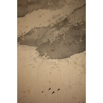 松林桂月 竹林図 絹本水墨まくり　Z221 