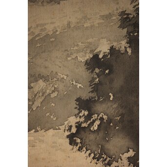 松林桂月 竹林図 絹本水墨まくり　Z221 