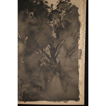 松林桂月 竹林図 絹本水墨まくり　Z221 