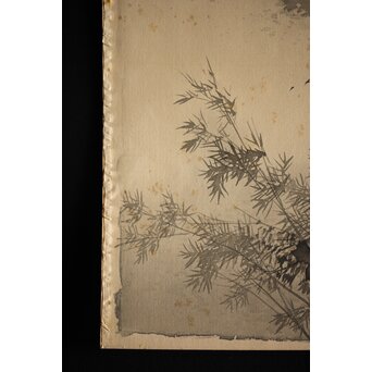 松林桂月 竹林図 絹本水墨まくり　Z221 
