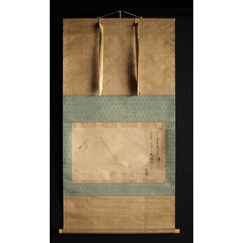 倣 小堀遠州 和歌 富士の白雪 紙本水墨掛軸　Z222