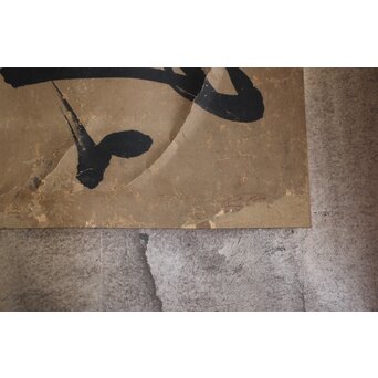 細井広沢/廣澤 七言律詩 紙本水墨まくり　Z223 