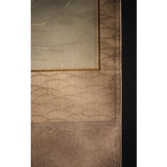 奥村藻山 百合図 絹本彩色掛軸　Z224 