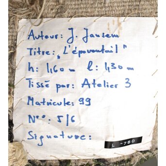 JEAN JANSEM ジャン ジャンセン L'épouvantail/案山子  サイン入タペストリー/絨毯　U221 