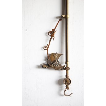 真鍮 宝船の自在鉤　M220 