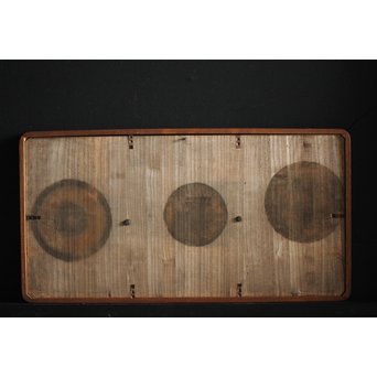 馬場勝乗 彫金額 『寒牡丹の図』扁額 共箱　M221 