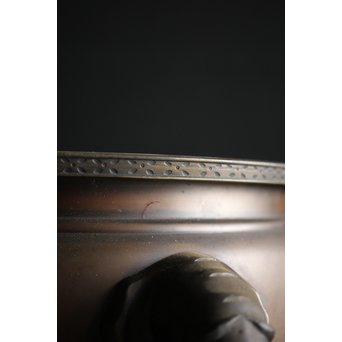 六代 角羽勘左衛門 羽廣屋造 龍鳳凰片切彫 宣徳火鉢瓶掛 一対　M222 