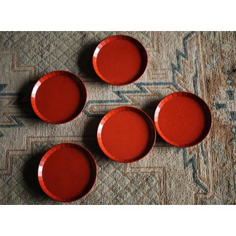 讃岐彫 宗家後藤造 丸型菓子盆 5客　X246 