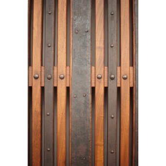 鉄金具尽 波兎と巾着金具 総欅格子蔵戸　W002Y 