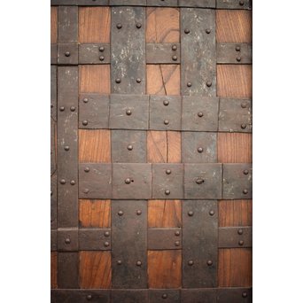 鉄金具尽 波兎と巾着金具 総欅格子蔵戸　W002Y 