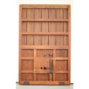 鉄金具尽 波兎と巾着金具 総欅格子蔵戸　W002Y 