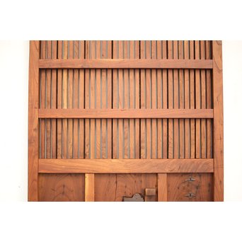 鉄金具尽 波兎と巾着金具 総欅格子蔵戸　W002Y 