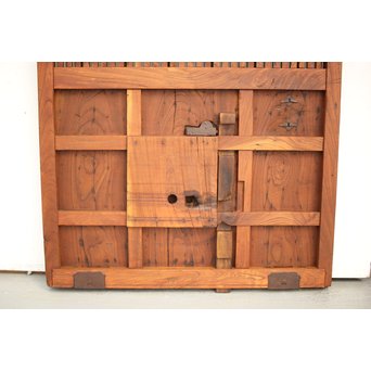 鉄金具尽 波兎と巾着金具 総欅格子蔵戸　W002Y 