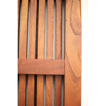 鉄金具尽 波兎と巾着金具 総欅格子蔵戸　W002Y 