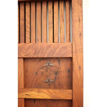 鉄金具尽 波兎と巾着金具 総欅格子蔵戸　W002Y 