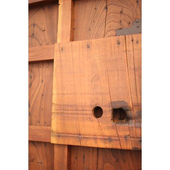 鉄金具尽 波兎と巾着金具 総欅格子蔵戸　W002Y 