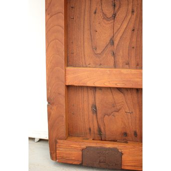 鉄金具尽 波兎と巾着金具 総欅格子蔵戸　W002Y 