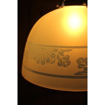 大きなオパールセントガラス 腐食電笠　A1999 