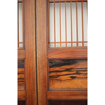 市松襖 欅黒柿肥松 意匠建具 4枚1組　B994Y 