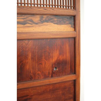 市松襖 欅黒柿肥松 意匠建具 4枚1組　B994Y 