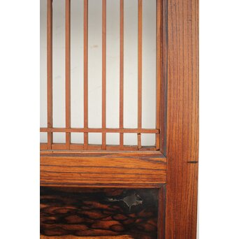 市松襖 欅黒柿肥松 意匠建具 4枚1組　B994Y 